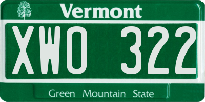 VT license plate XWO322