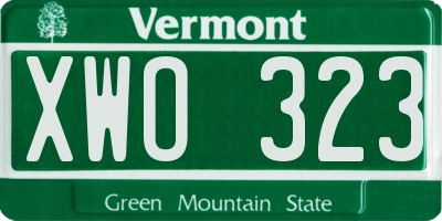 VT license plate XWO323