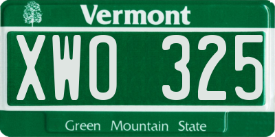 VT license plate XWO325