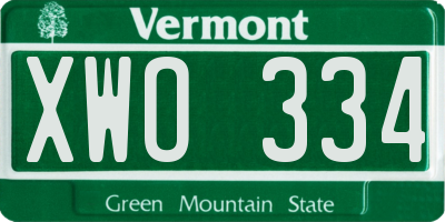 VT license plate XWO334