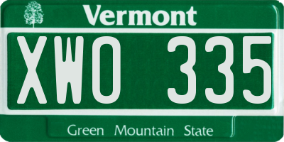 VT license plate XWO335