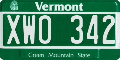 VT license plate XWO342