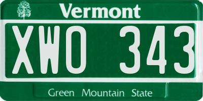 VT license plate XWO343