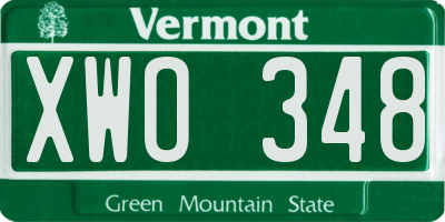 VT license plate XWO348