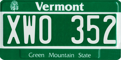 VT license plate XWO352