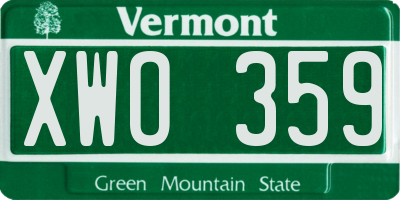VT license plate XWO359