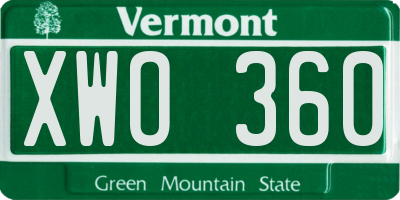 VT license plate XWO360