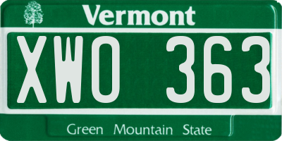 VT license plate XWO363