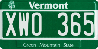 VT license plate XWO365