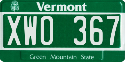 VT license plate XWO367