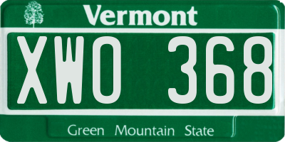 VT license plate XWO368