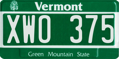 VT license plate XWO375