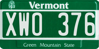 VT license plate XWO376