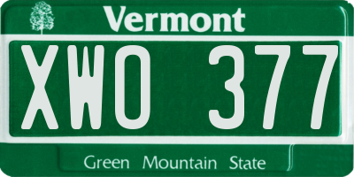 VT license plate XWO377