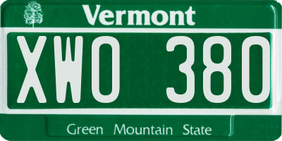 VT license plate XWO380