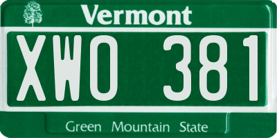 VT license plate XWO381