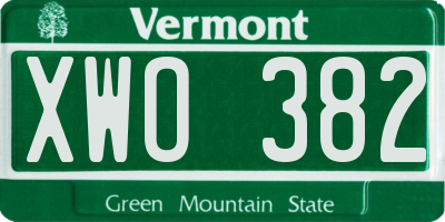 VT license plate XWO382