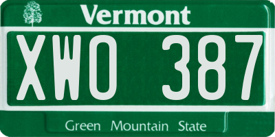 VT license plate XWO387