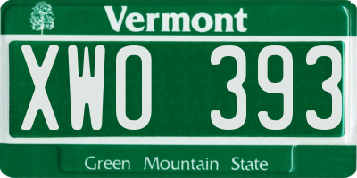VT license plate XWO393