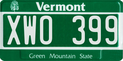 VT license plate XWO399