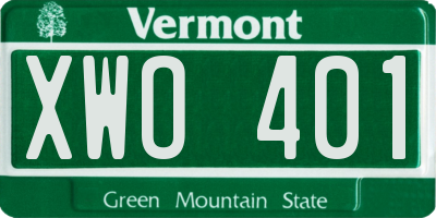 VT license plate XWO401