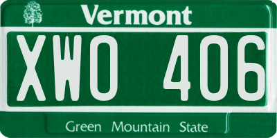 VT license plate XWO406