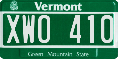 VT license plate XWO410