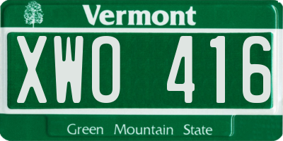 VT license plate XWO416