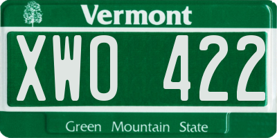 VT license plate XWO422