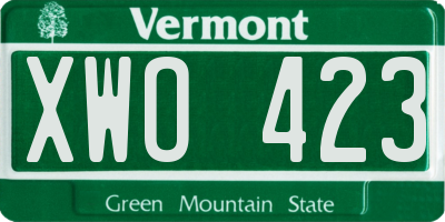 VT license plate XWO423