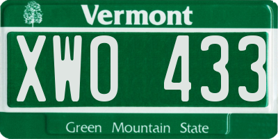 VT license plate XWO433
