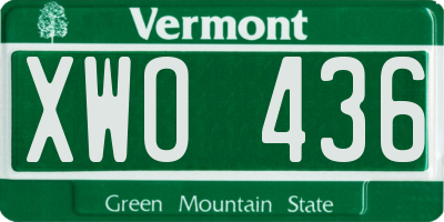 VT license plate XWO436