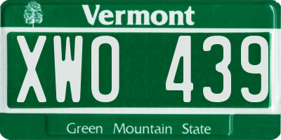 VT license plate XWO439