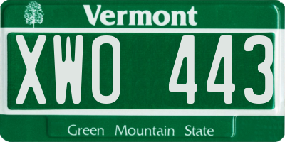 VT license plate XWO443
