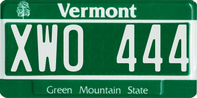 VT license plate XWO444