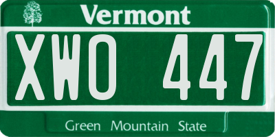 VT license plate XWO447