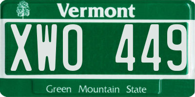 VT license plate XWO449