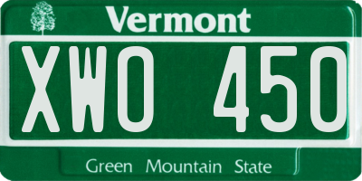 VT license plate XWO450