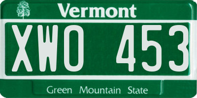 VT license plate XWO453