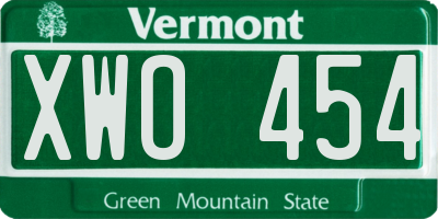 VT license plate XWO454