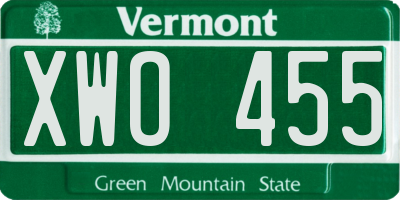 VT license plate XWO455