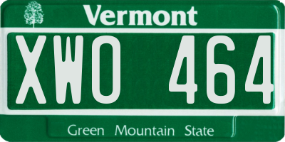 VT license plate XWO464