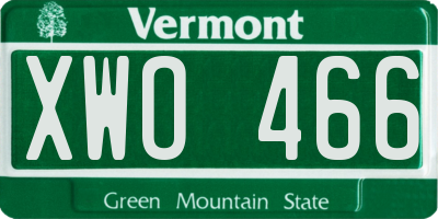 VT license plate XWO466