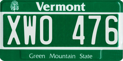 VT license plate XWO476