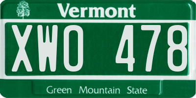 VT license plate XWO478