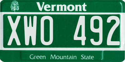 VT license plate XWO492