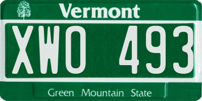 VT license plate XWO493