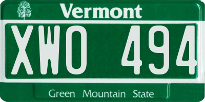 VT license plate XWO494