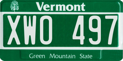 VT license plate XWO497