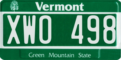 VT license plate XWO498